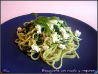   Espaguetis con rúcola y requesón (con y sin th)