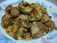   ARROZ MELOSO CON ALCACHOFAS, COSTILLA Y ALBÒNDIGAS 