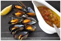   Mejillones al vapor, con salsa fresca de hortalizas