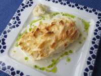   BACALAO GRATINADO CON CREMA DE COLIFLOR 