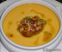   Crema Fría de Calabaza y Pipirrana Templada de Marisco.(Emilio Almagro).