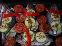   Pescado al horno con verduras