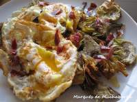   CHIPS DE ALCACHOFAS CON HUEVOS ROTOS