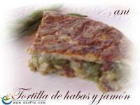   Tortilla de habas frescas, cebolletas y jamón