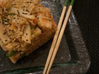   Wook de arroz basmati, verduras y marisco