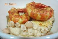   PURÈ DE GARBANZOS CON GAMBAS PICANTES A LA CÙRCUMA 