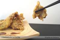   Girgolas en tempura con salsa teriyaki