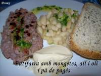   Butifarra amb mongetes, all i oli i p de pagés