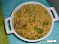   Arroz integral con verduras y  marisco