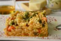   Risotto de verduras y bacon