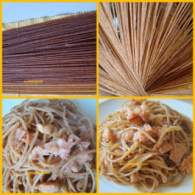   Spaguettis integrales con pavo en salsa