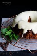   Bundt cake with chocolate glaze and mint frosting #BundtBakers