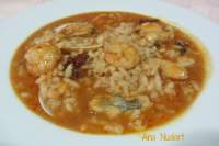   ARROZ CALDOSO CON RAPE, ALMEJAS Y GAMBAS 