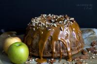   Apple pecan bundt cake with caramel glaze #BundtBakers