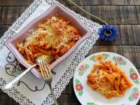   Macarrones gratinados con chorizo y jamón