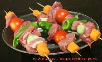 
Brocheta de carne y hortalizas  