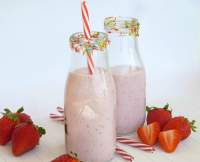  Strawberry smoothie with sprinkles 