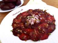   CARPACCIO DE REMOLACHA CON VIRUTAS DE JAMÒN IBERICO 