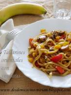 Tallarines orientales con verduras