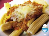   Macarrones caseros de harina de arroz con salsa boloñesa