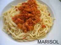   Spaguetis con picadillo de chorizo El Cuco