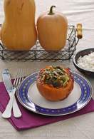   Calabaza asada rellena de lentejas con setas shiitake {Legumbres con Ventanas Verdes}