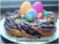 Nido de pascua con chocolate y hojaldre