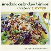   ENSALADA DE BROTES TIERNOS CON PERA Y MANGO