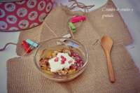   Crumble de muesli con ciruelas y granada, #Jaquealareina