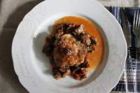   Pollo guisado con setas portobello