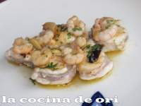   RAPE A LA PLANCHA CON GAMBAS