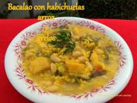    Potaje de bacalao con alubias, arroz y grelos