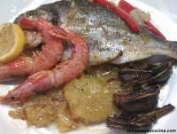   Dorada al horno con gambas