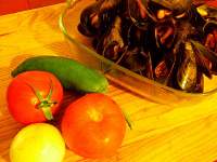   Mejillones frescos con picadillo de verduras