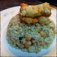   Ensalada de arroz, garbanzos y bacalao