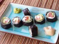   Rolls de alga nori sin arroz, con salmón ahumado y vegetales. Muy fáciles y rápidos 