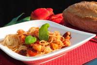   Espaguetis con langostinos y pulpo