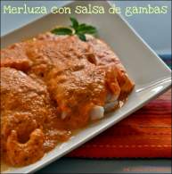   Merluza con salsa de gambas