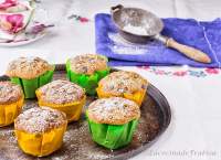   Muffins de  Té Matcha y chocolate. Moldes de colores caseros.
