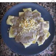   Ravioli con crema de setas