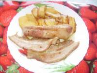   Costilla de cerdo y panceta con manzana caramelizada