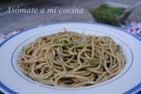   Spaghettis integrales con pesto a la genovesa