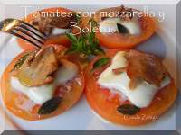   Tomates al horno con mozzarella y Boletus