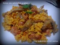   Arroz con salchichas y setas