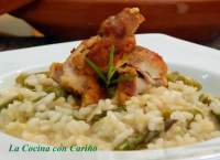   RISOTTO DE ESPÀRRAGOS TRIGUEROS Y CHURRASCO CRUJIENTE DE POLLO AL CURRY