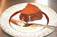   Flourless Chocolate, Prune & Amaretto Torte, Chantilly Pouring Cream