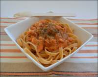   Linguini con salmón al brandy