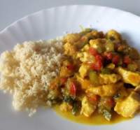Pollo al curry con verduras   