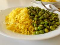 540.- Guisantes en salsa verde con arroz amarillo.- Ligero, barato, rico y colorido.-  