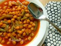 189.- Potaje de garbanzos con calabaza y judías verdes.- El potaje del verano  